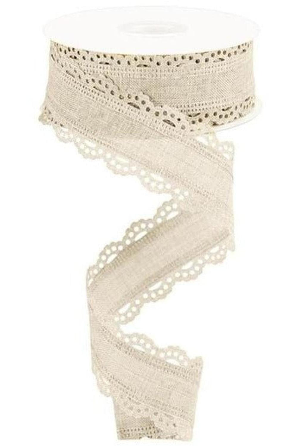 1.5" Scalloped Edge Ribbon: Cream (10 Yard)