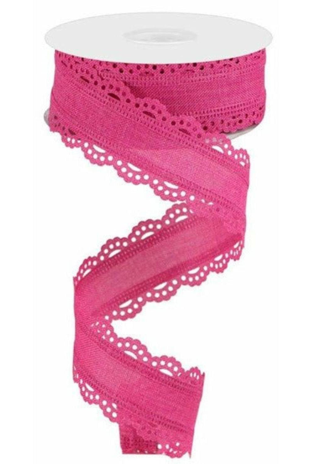 1.5" Scalloped Edge Ribbon: Fuchsia (10 Yard)