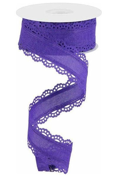 1.5" Scalloped Edge Ribbon: New Purple (10 Yard) - Michelle's aDOORable Creations - Wired Edge Ribbon