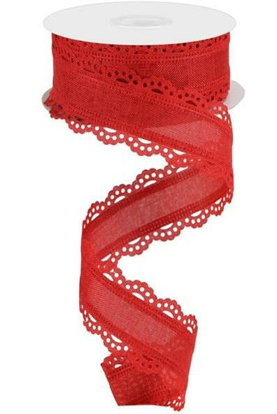 Shop For 1.5" Scalloped Edge Ribbon: Red (10 Yard) at Michelle's aDOORable Creations
