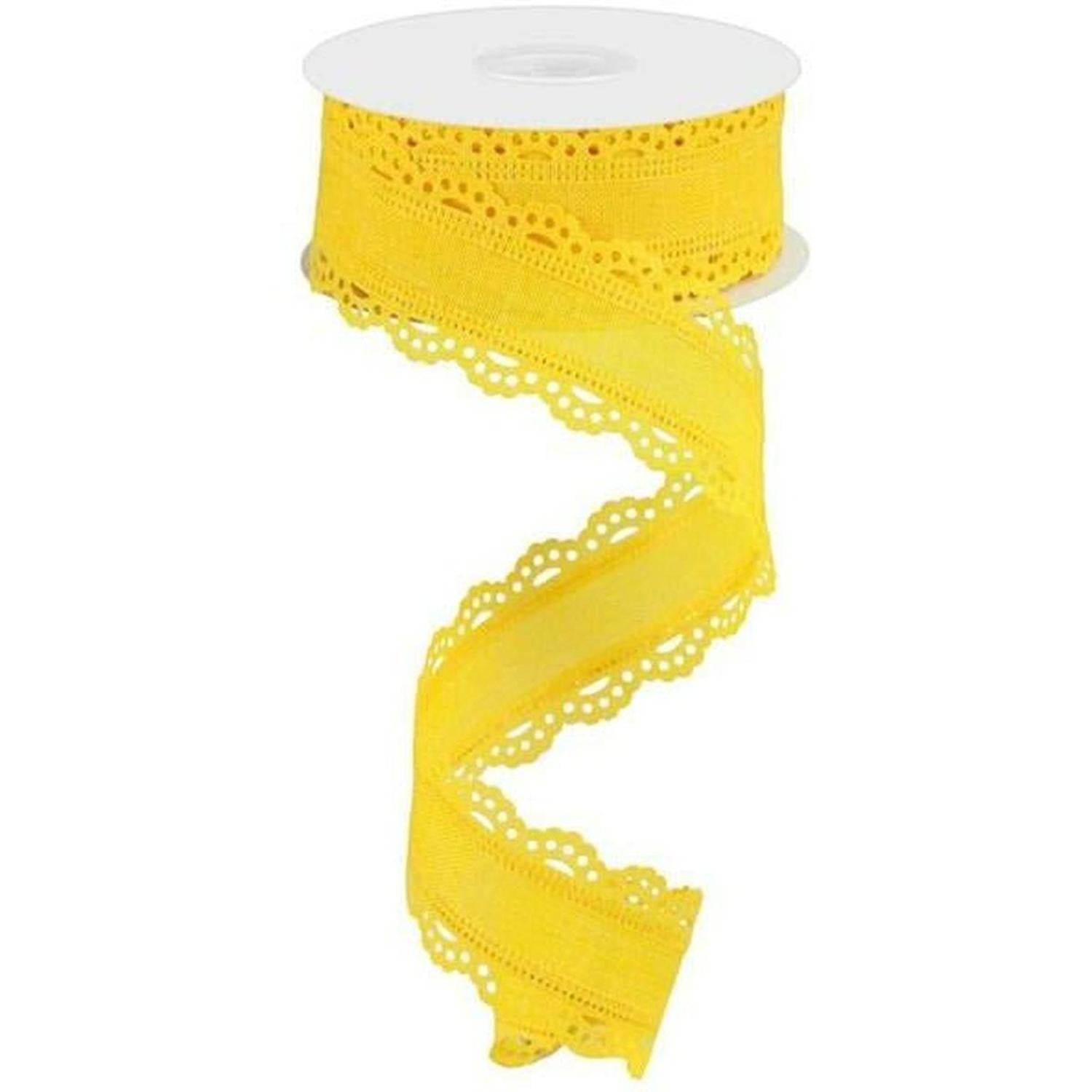 Shop For 1.5" Scalloped Edge Ribbon: Sun Yellow (10 Yard) at Michelle's aDOORable Creations