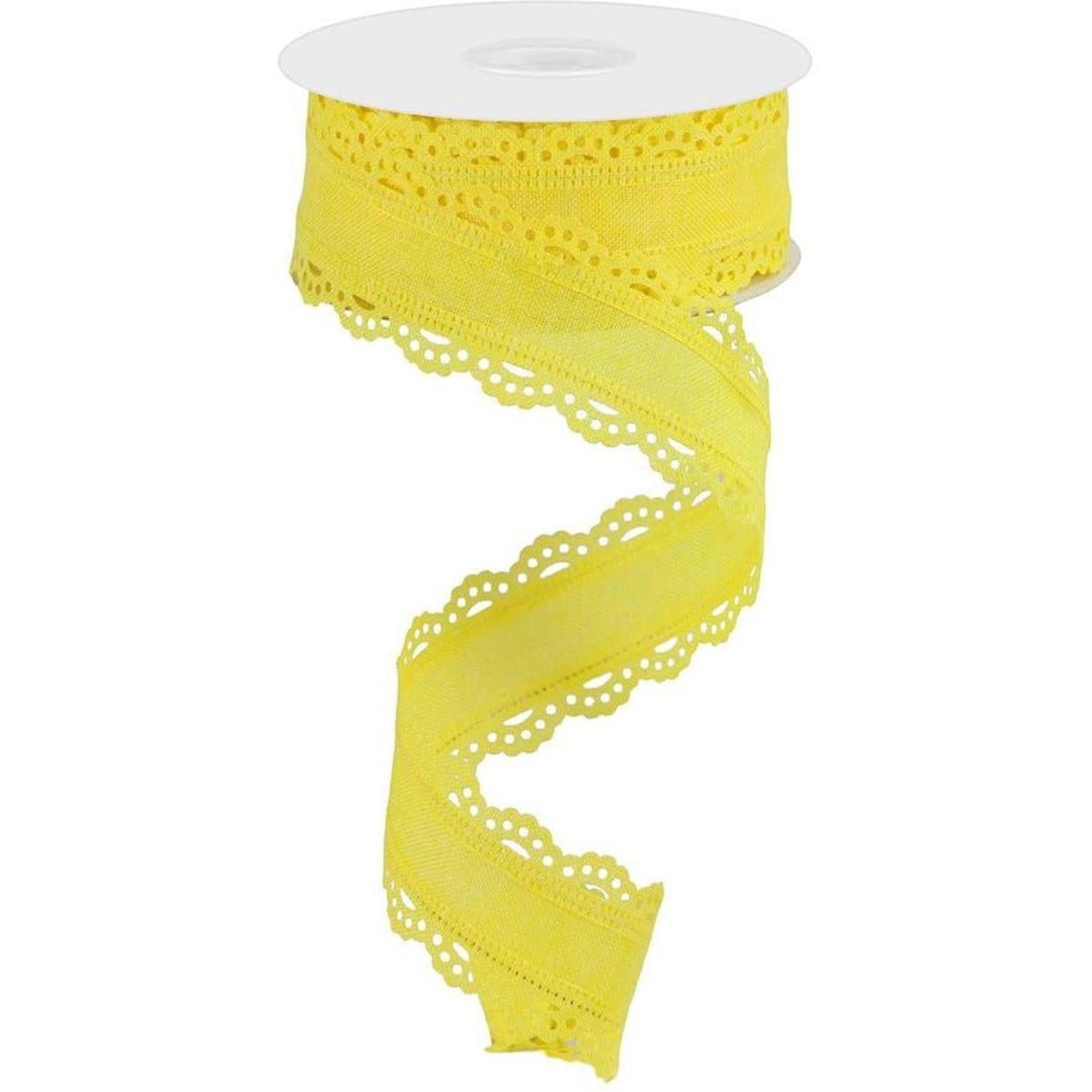 Shop For 1.5" Scalloped Edge Ribbon: Yellow (10 Yard) at Michelle's aDOORable Creations