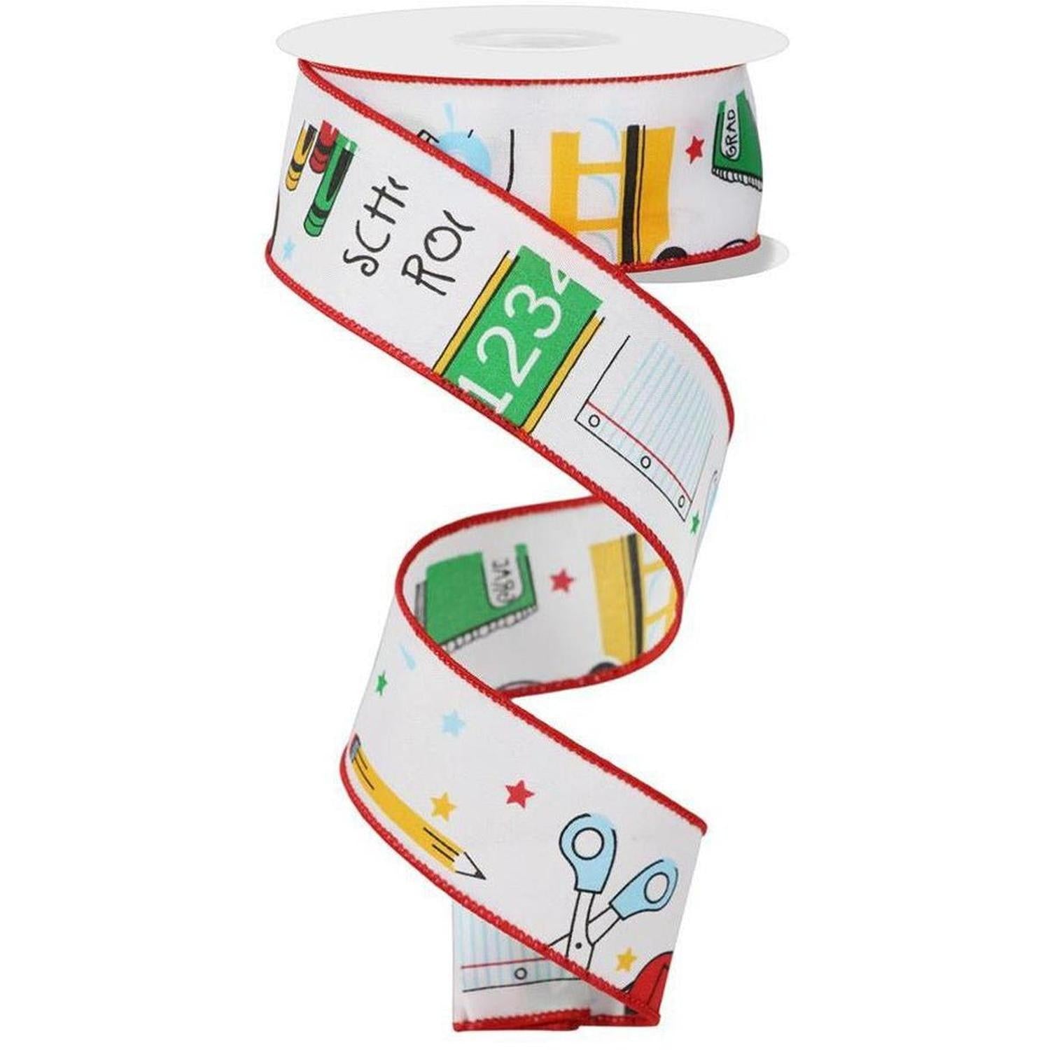Shop For 1.5" School Rocks Ribbon: White (10 Yards) at Michelle's aDOORable Creations