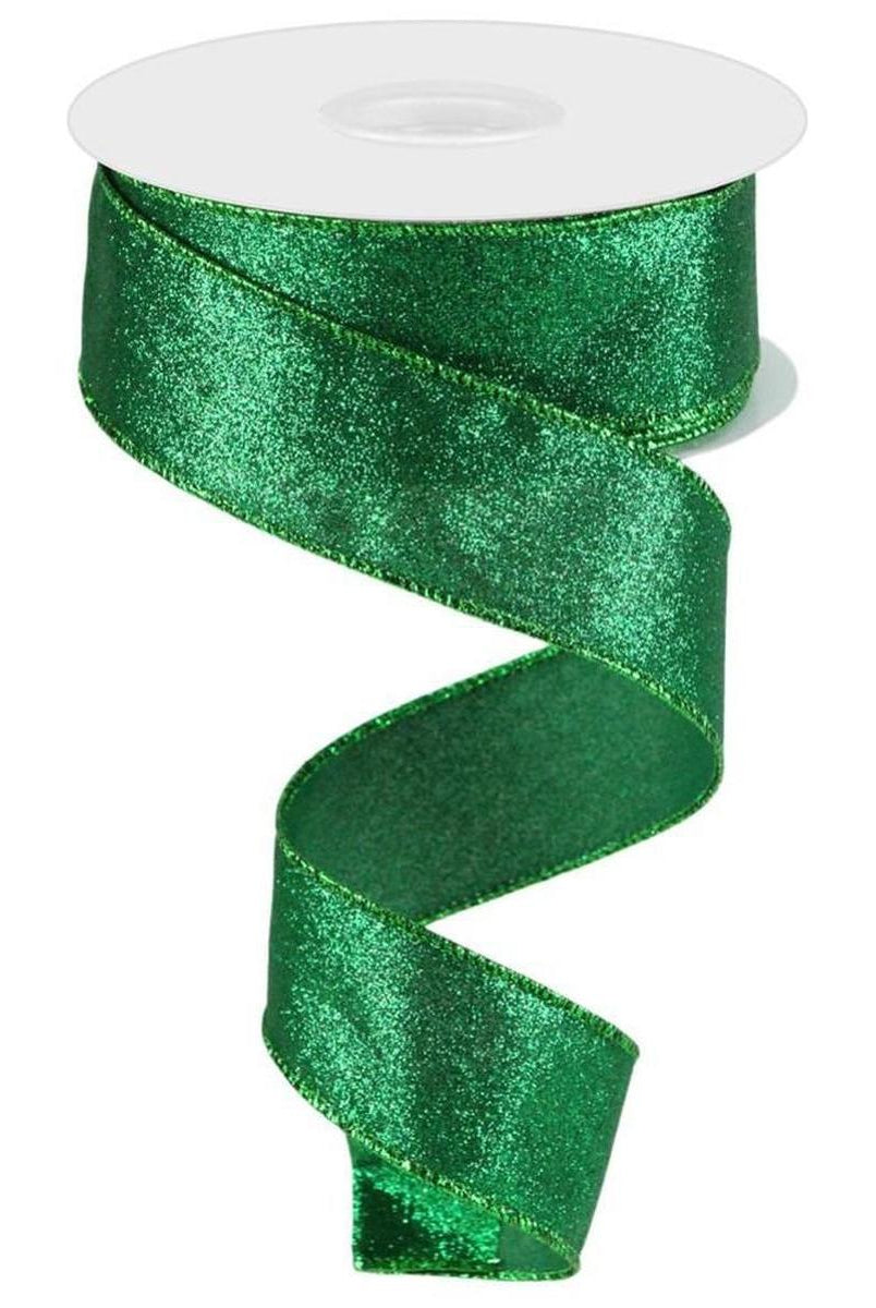 Shop For 1.5" Shimmer Glitter Ribbon: Emerald Green (10 Yards) at Michelle's aDOORable Creations