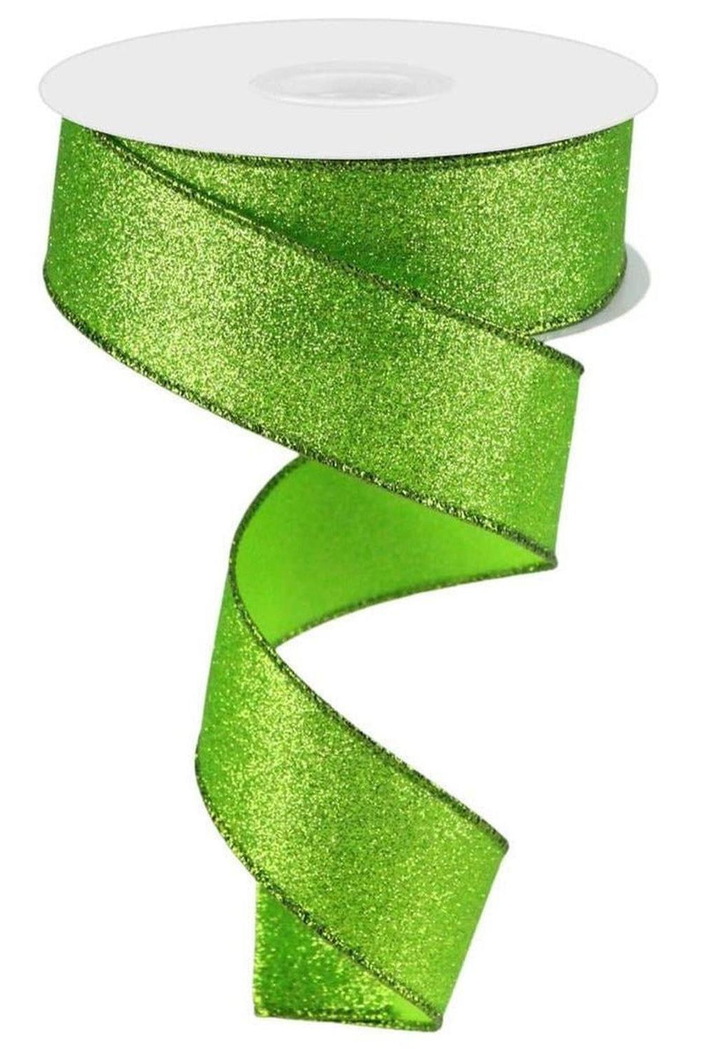 Shop For 1.5" Shimmer Glitter Ribbon: Lime Green (10 Yards) at Michelle's aDOORable Creations