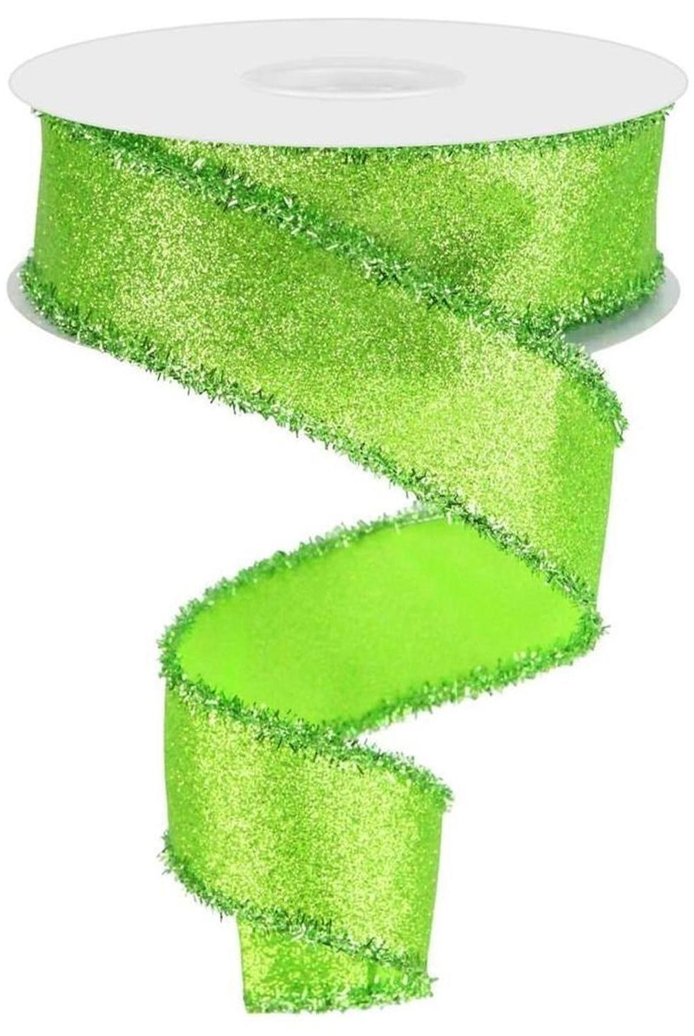 Shop For 1.5" Shimmer Glitter Tinsel Ribbon: Lime Green (10 Yards) at Michelle's aDOORable Creations