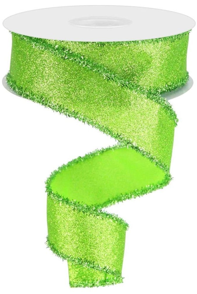 Shop For 1.5" Shimmer Glitter Tinsel Ribbon: Lime Green (10 Yards) at Michelle's aDOORable Creations