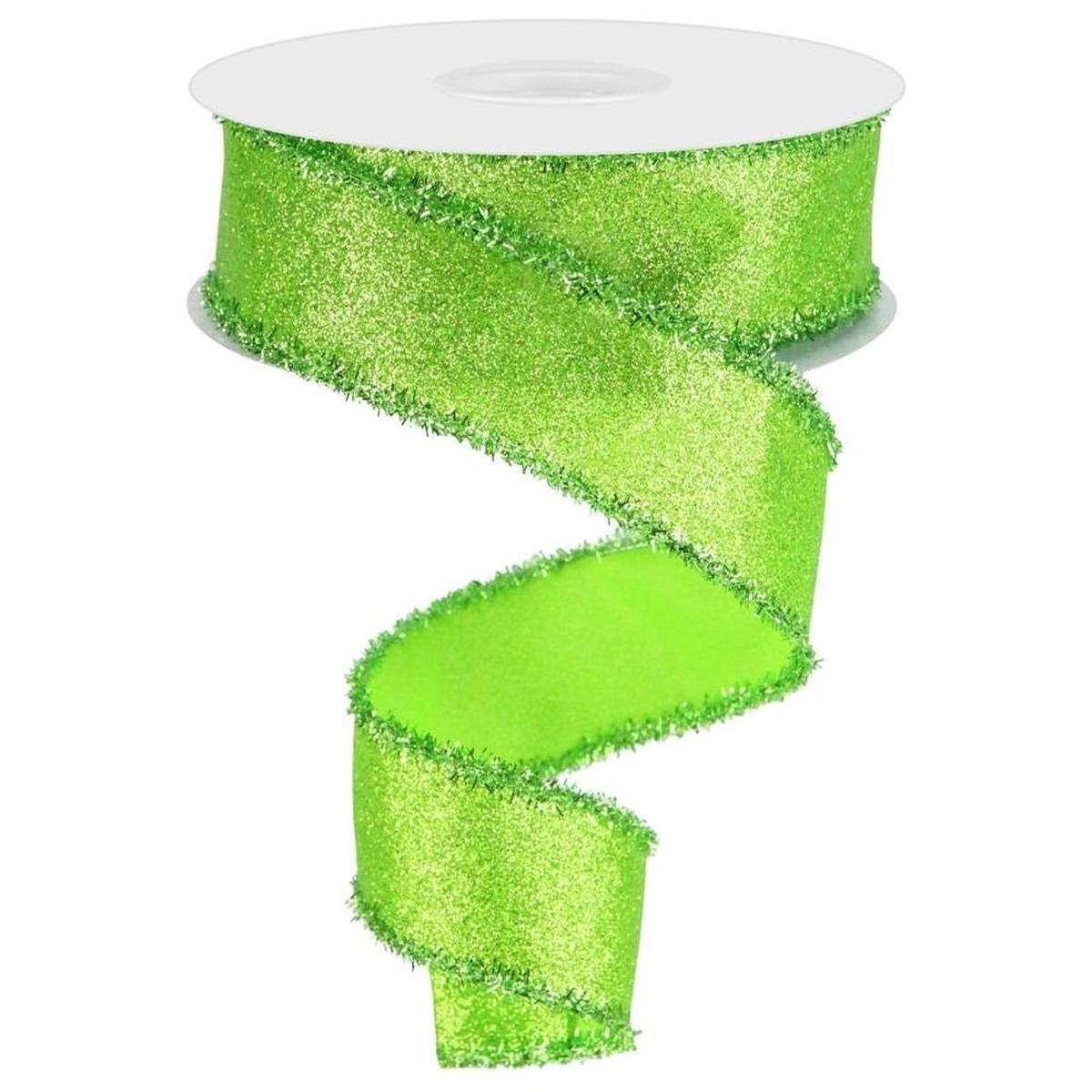 Shop For 1.5" Shimmer Glitter Tinsel Ribbon: Lime Green (10 Yards) at Michelle's aDOORable Creations