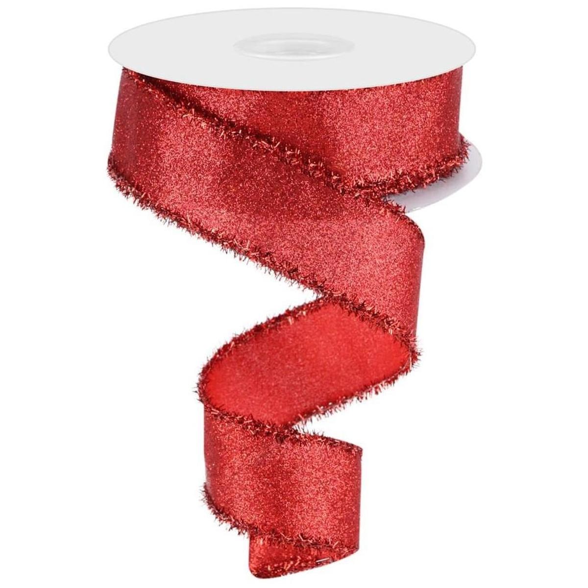 Shop For 1.5" Shimmer Glitter Tinsel Ribbon: Red (10 Yards) at Michelle's aDOORable Creations