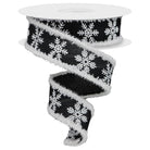 Shop For 1.5" Snowflake Drift Ribbon: Black & White (10 Yards) at Michelle's aDOORable Creations