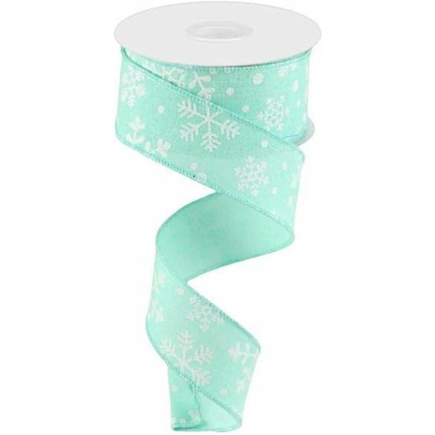 Shop For 1.5" Snowflake Ribbon: Mint Green (10 Yards) at Michelle's aDOORable Creations