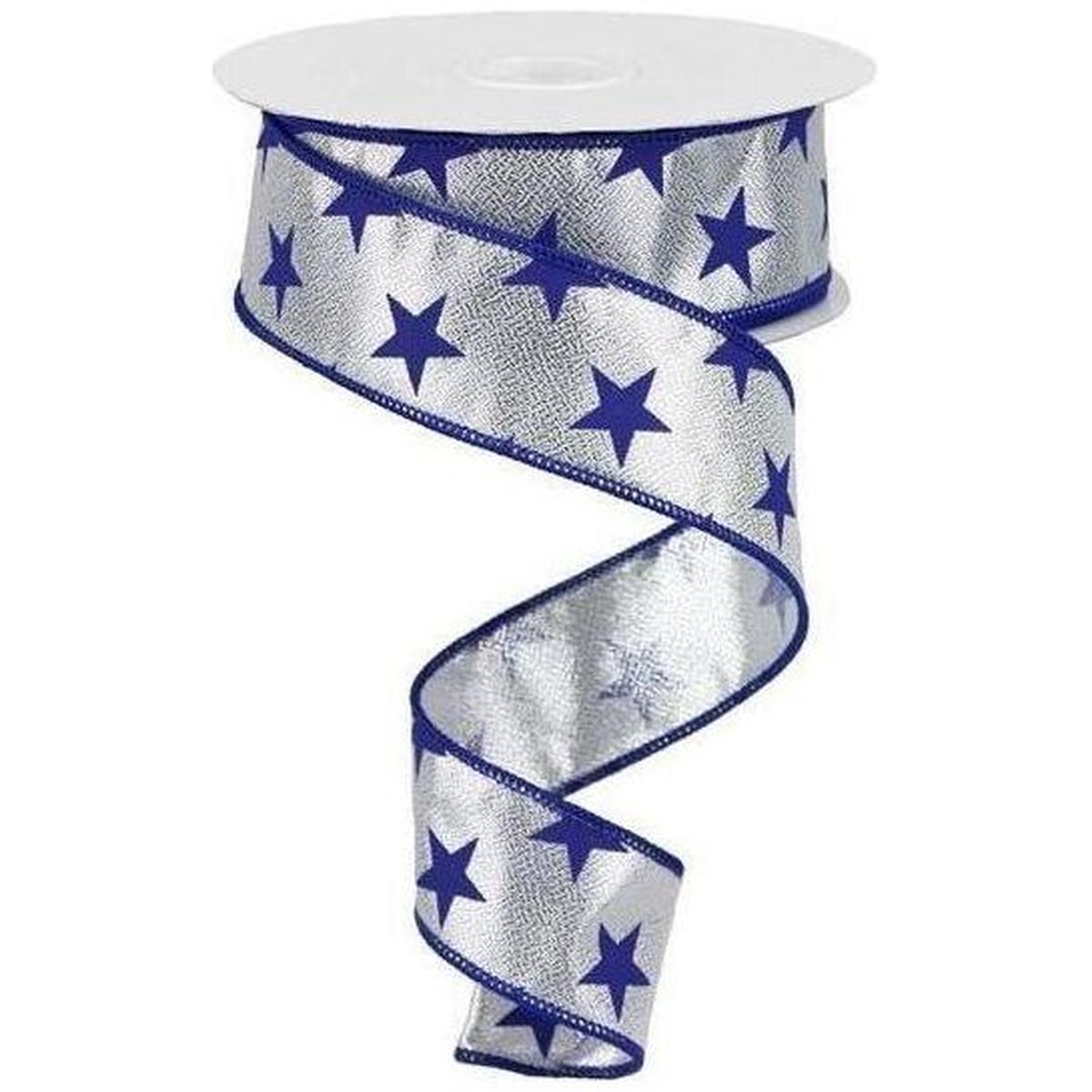 Shop For 1.5" Stars on Metallic Ribbon: Silver (10 Yards) at Michelle's aDOORable Creations
