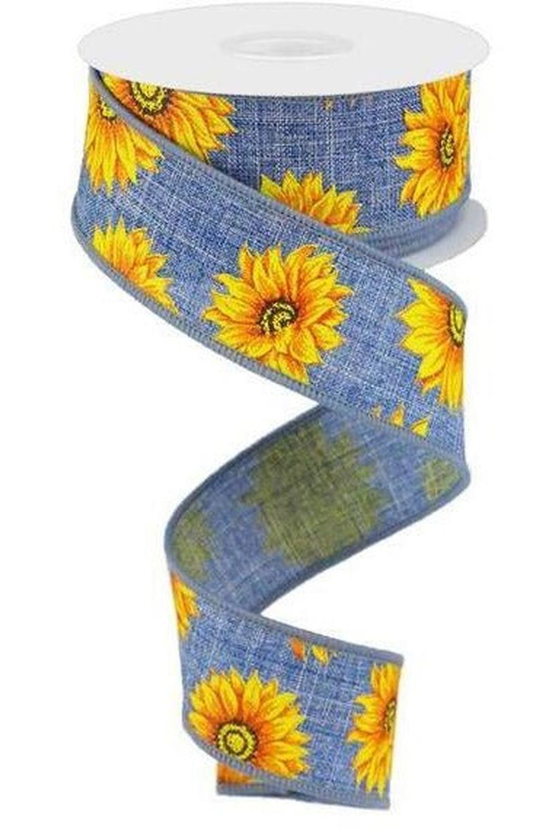 Shop For 1.5" Sunflower on Canvas Ribbon: Denim (10 Yards) at Michelle's aDOORable Creations
