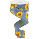 Shop For 1.5" Sunflower on Canvas Ribbon: Denim (10 Yards) at Michelle's aDOORable Creations