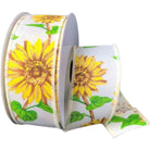 Shop For 1.5" Sunflowers Linen Ribbon: Ivory (10 Yards) at Michelle's aDOORable Creations
