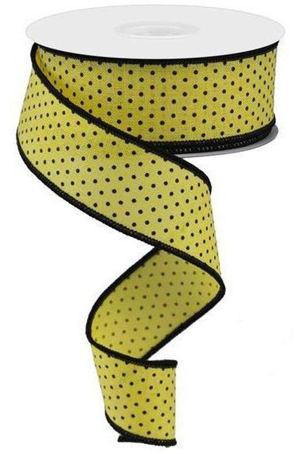 1.5" Swiss Dots Ribbon: Yellow & Black (10 Yards)