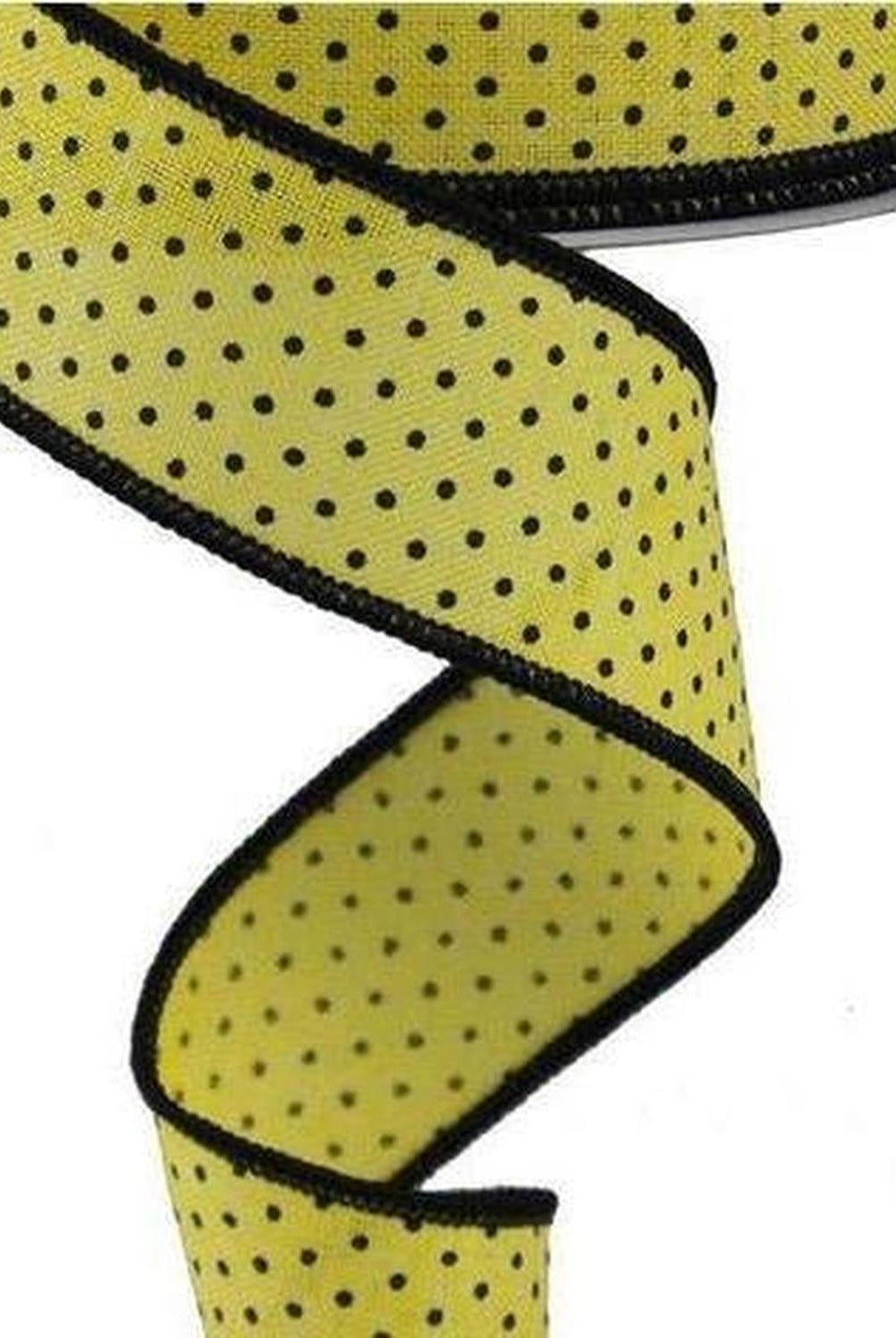 1.5" Swiss Dots Ribbon: Yellow & Black (10 Yards)