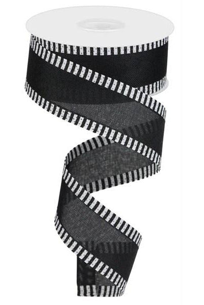 Shop For 1.5" Thin Stripe Edge Royal Ribbon: Black (10 Yards) at Michelle's aDOORable Creations