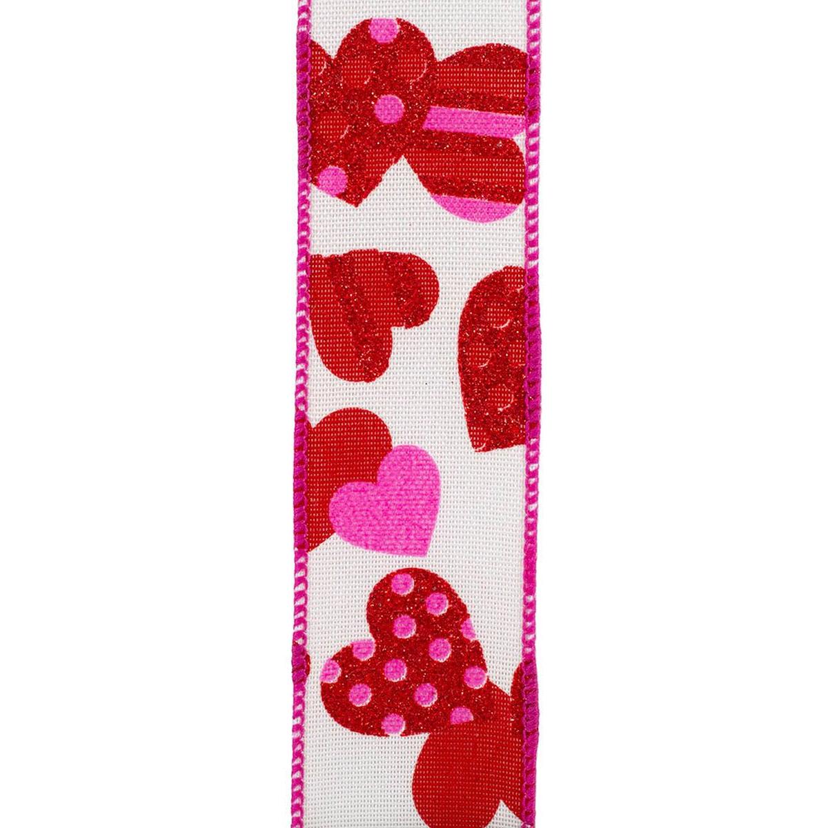 Shop For 1.5" Tossed Hearts Ribbon: White (20 Yards) at Michelle's aDOORable Creations