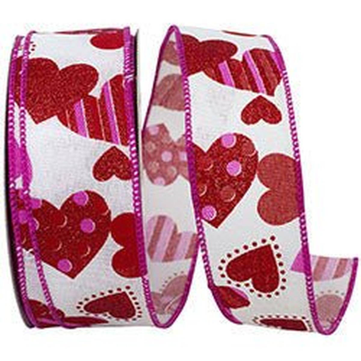 Shop For 1.5" Tossed Hearts Ribbon: White (20 Yards) at Michelle's aDOORable Creations