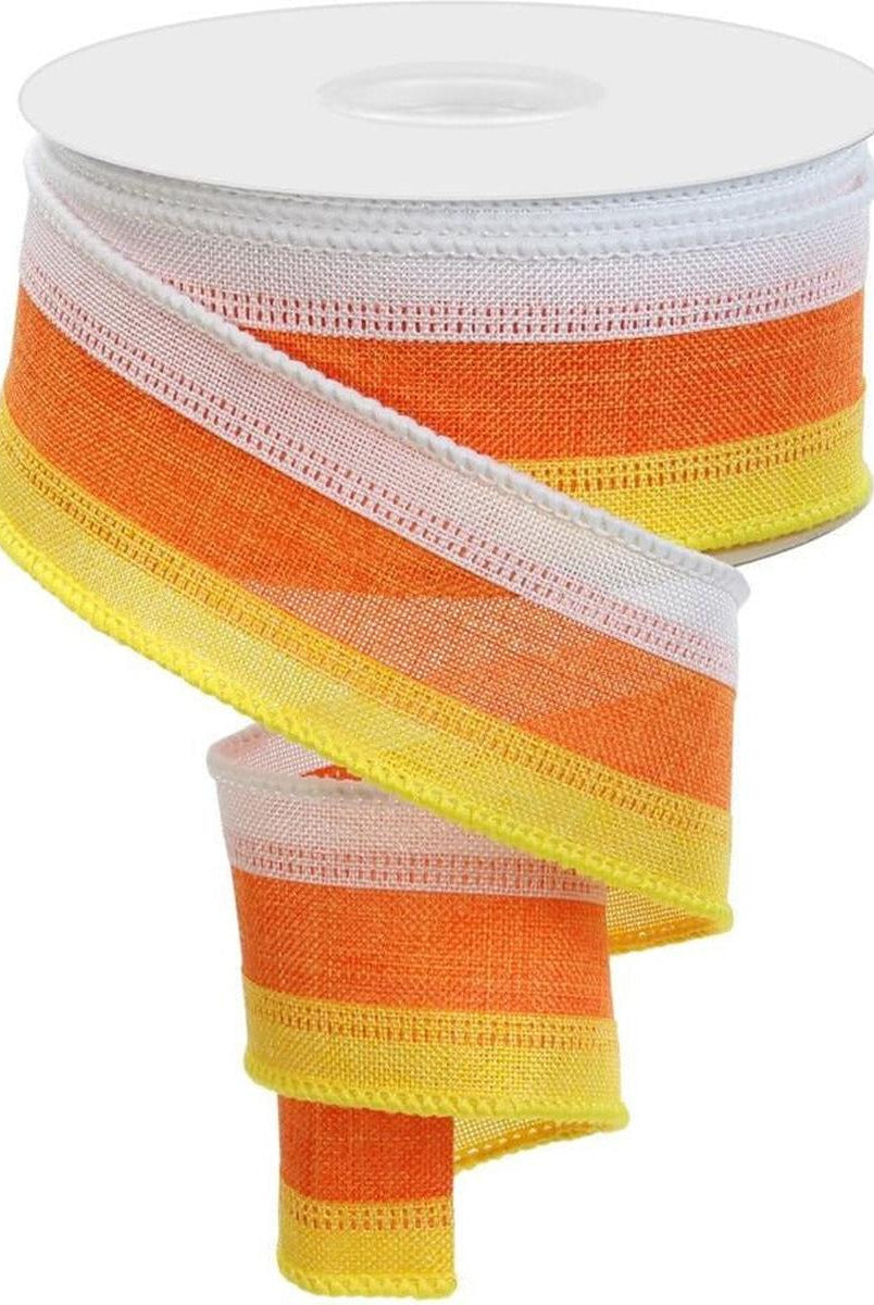Shop For 1.5" Tricolor Striped Ribbon: Orange/White, Yellow (10 Yards) at Michelle's aDOORable Creations