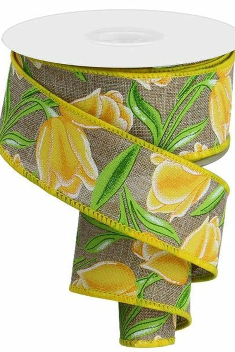 Shop For 1.5" Tulips on Royal Ribbon: Yellow (10 Yards) at Michelle's aDOORable Creations
