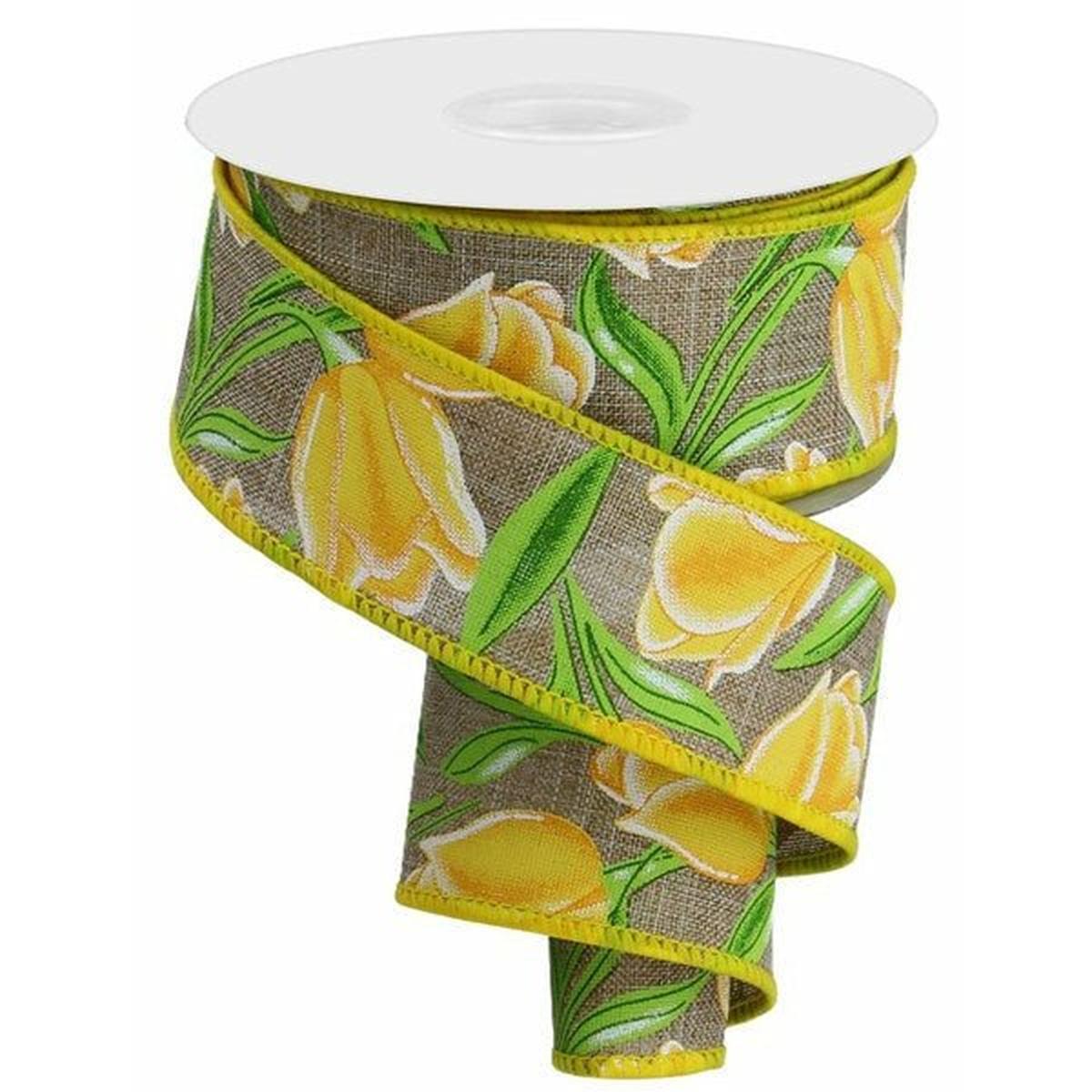 Shop For 1.5" Tulips on Royal Ribbon: Yellow (10 Yards) at Michelle's aDOORable Creations