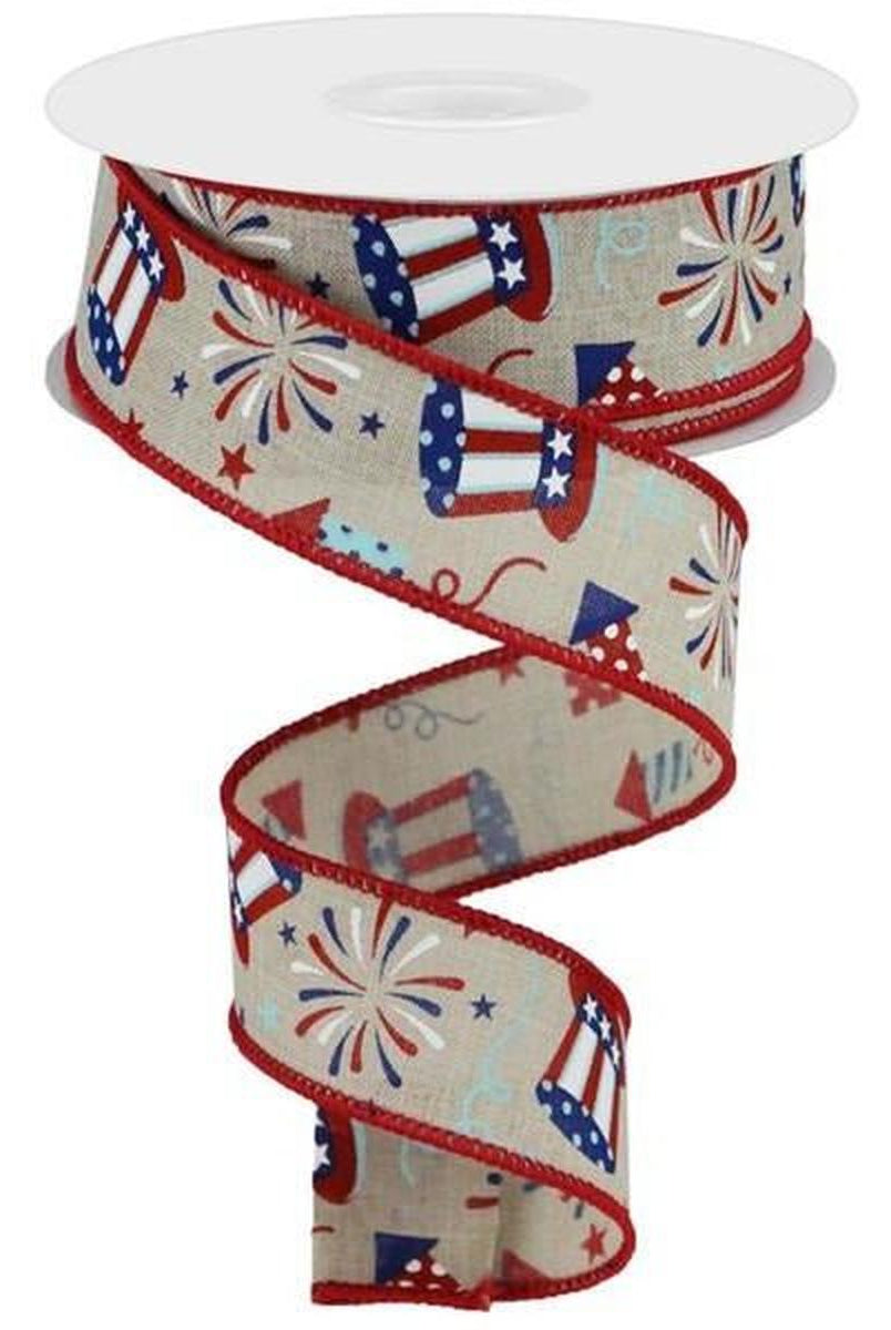 Shop For 1.5" Uncle Sam Fireworks Ribbon: Natural (10 Yards) at Michelle's aDOORable Creations