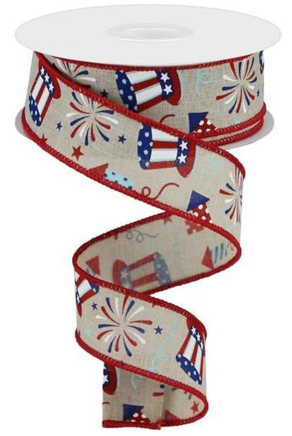 Shop For 1.5" Uncle Sam Fireworks Ribbon: Natural (10 Yards) at Michelle's aDOORable Creations
