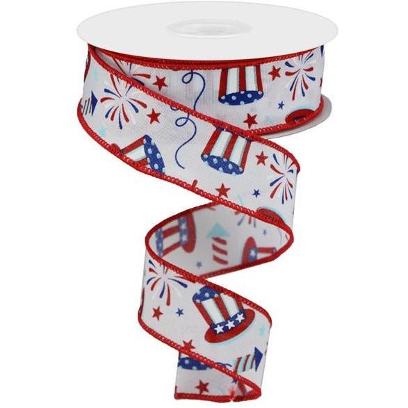 Shop For 1.5" Uncle Sam Fireworks Ribbon: White (10 Yards) at Michelle's aDOORable Creations