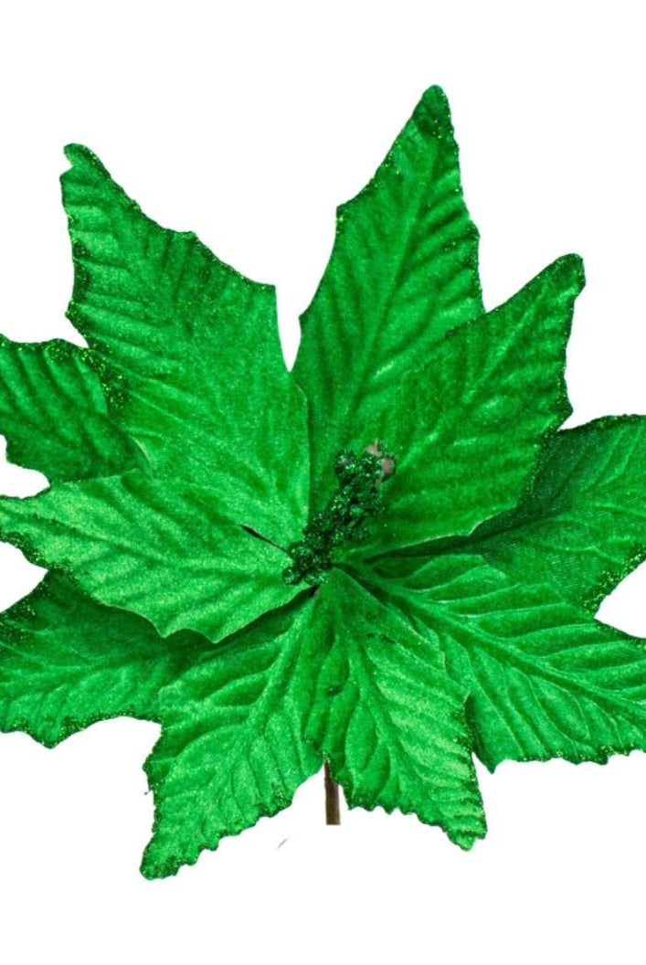 Shop For 15" Velvet Poinsettia Pick: Green at Michelle's aDOORable Creations