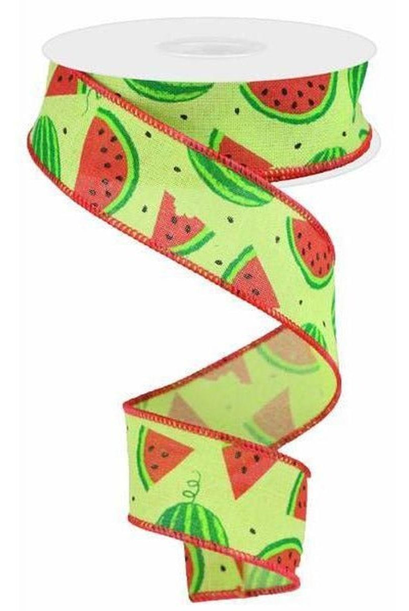 Shop For 1.5" Watermelon Slices Canvas Ribbon: Bright Green (10 Yards) at Michelle's aDOORable Creations