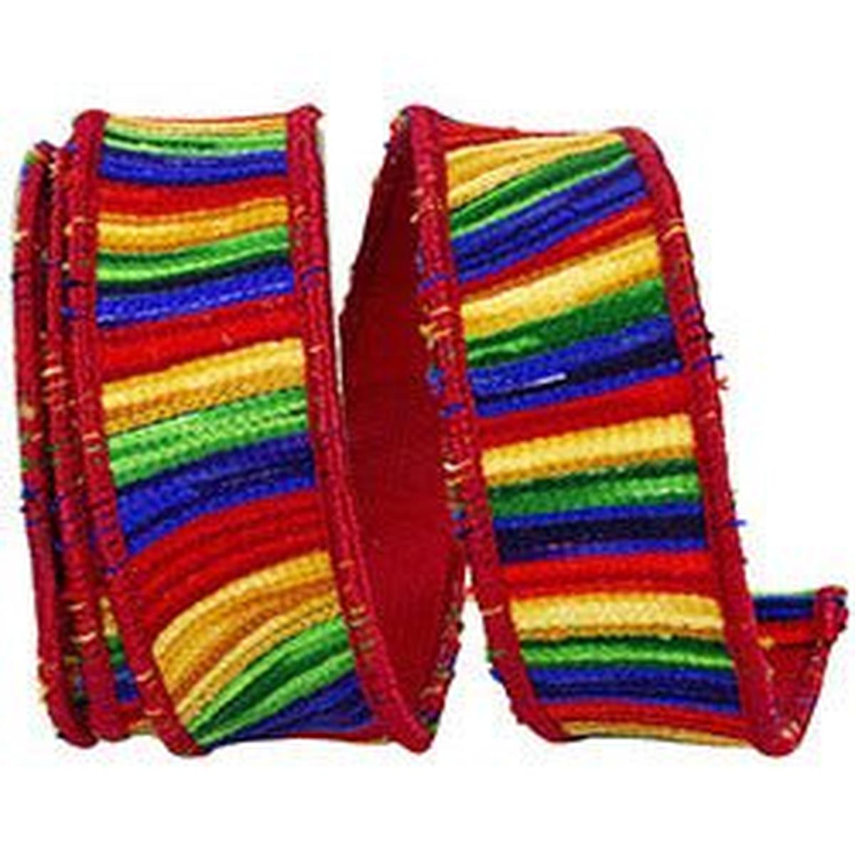 Shop For 1.5" Waves Embroidery Dupioni Backed Ribbon: Rainbow (5 Yards) at Michelle's aDOORable Creations