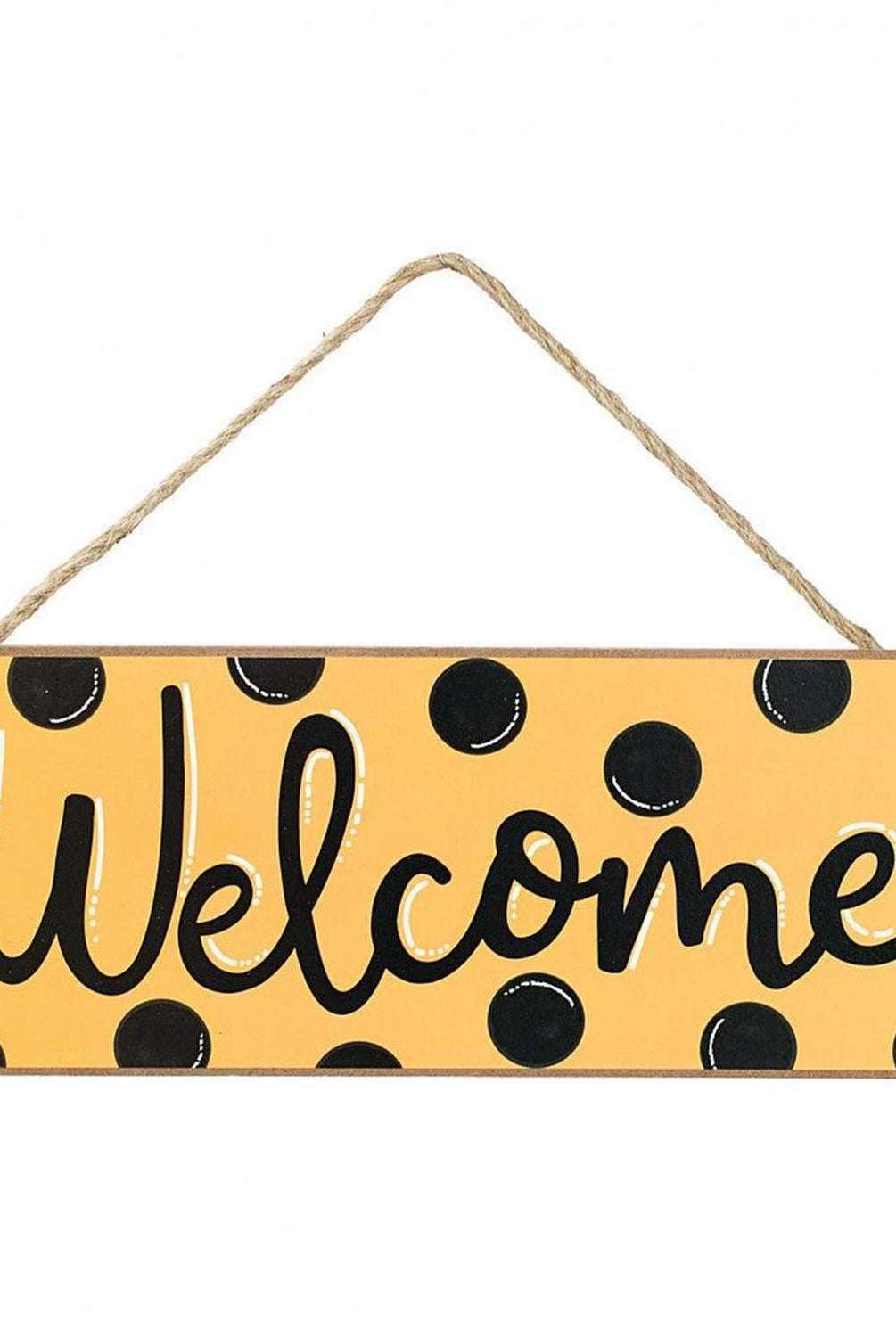 15" Wood Sign: Yellow Black Welcome