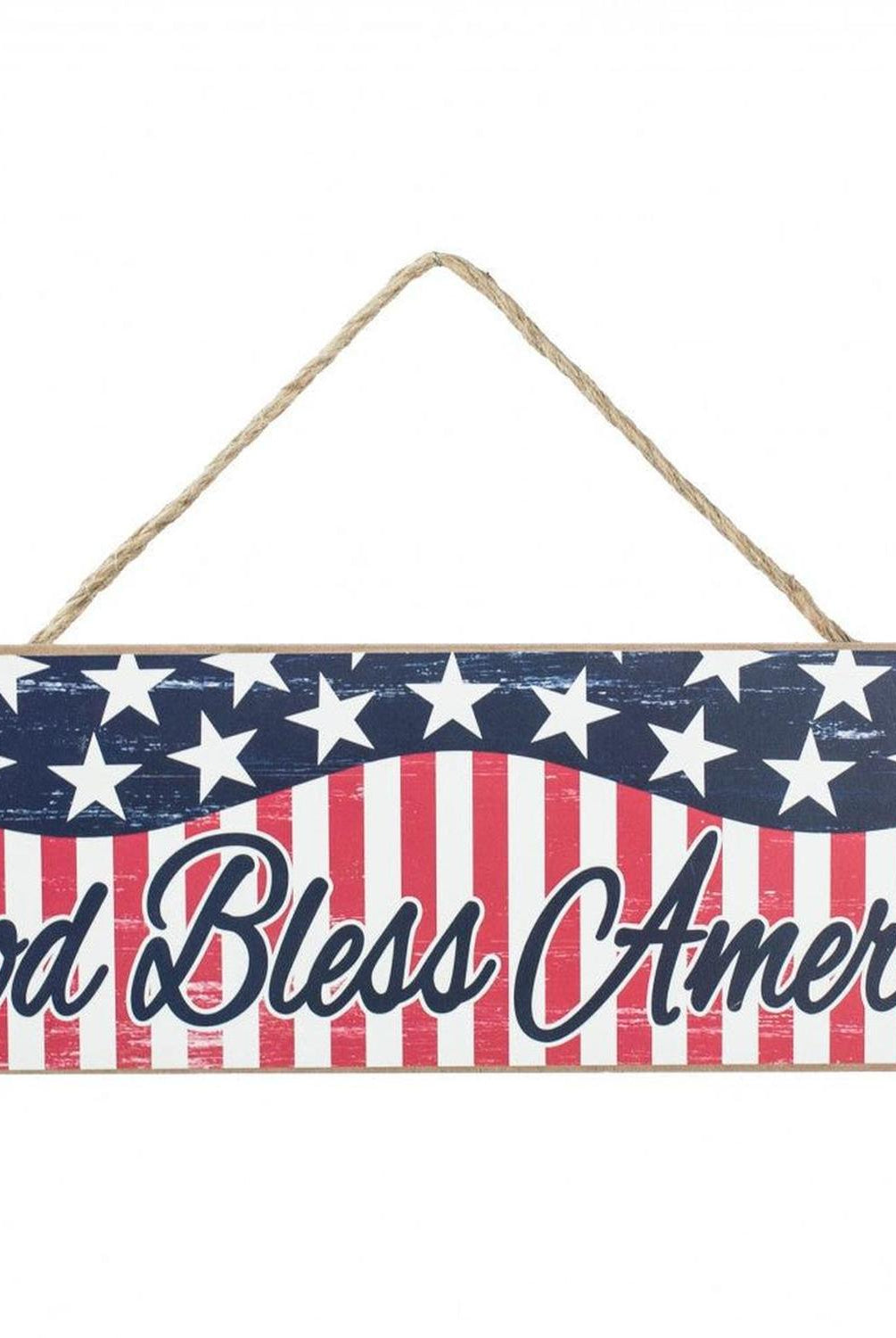 15" Wooden Sign: God Bless America (White)