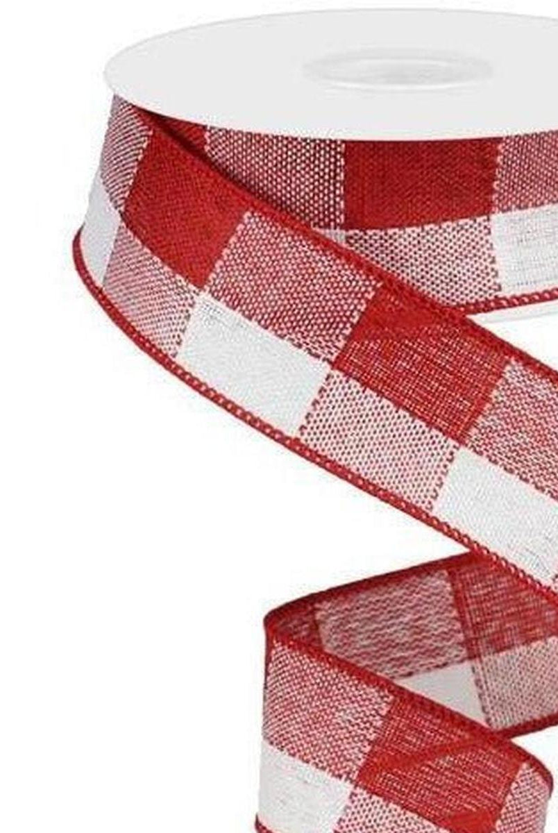 Shop For 1.5" Woven Check Ribbon: Red & White (10 Yards) at Michelle's aDOORable Creations