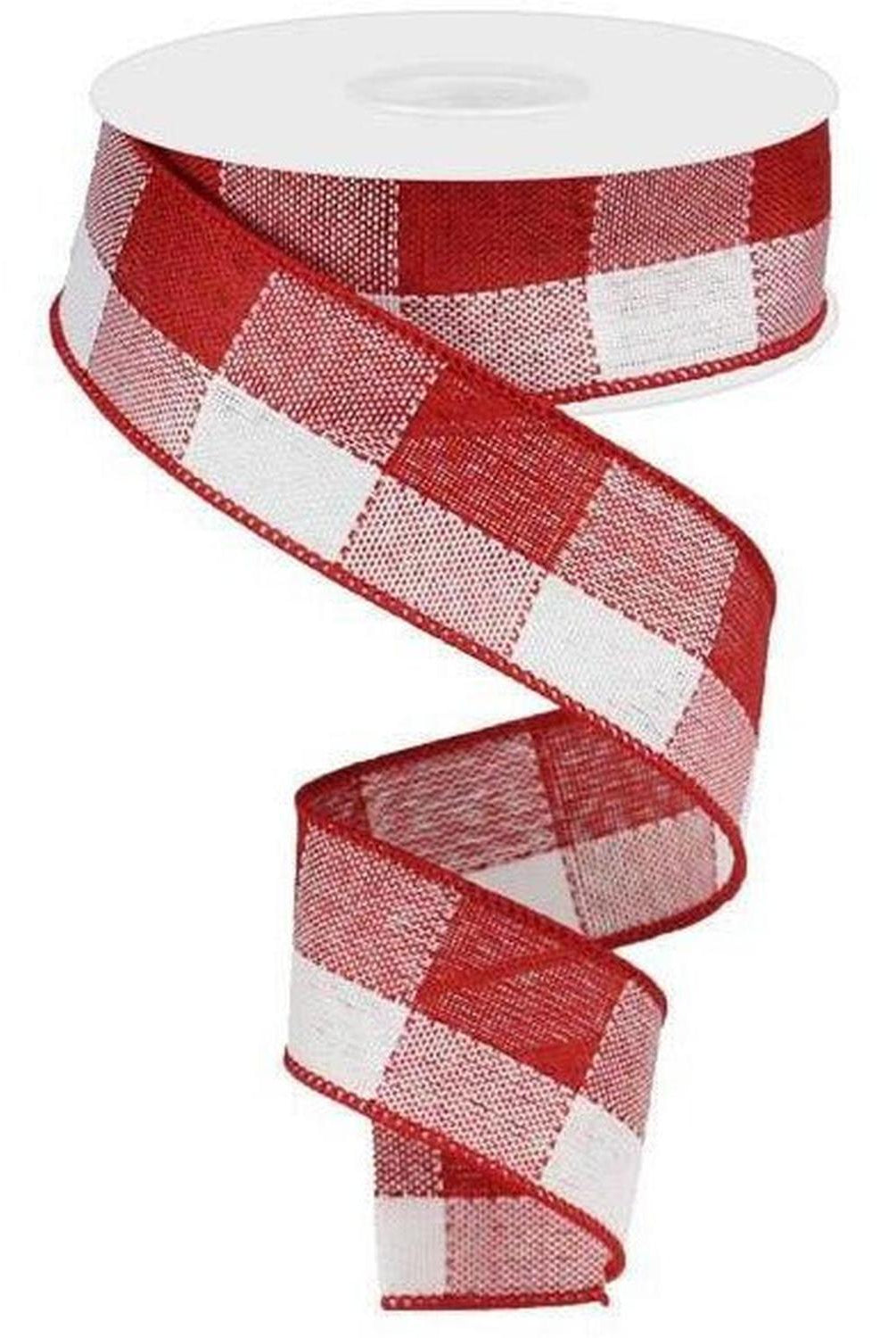 Shop For 1.5" Woven Check Ribbon: Red & White (10 Yards) at Michelle's aDOORable Creations