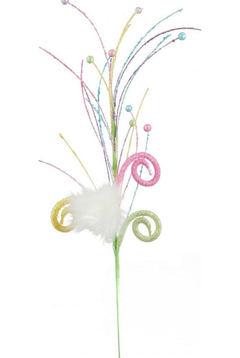16" Bunny Tail Curly Pick - Michelle's aDOORable Creations - Sprays and Picks