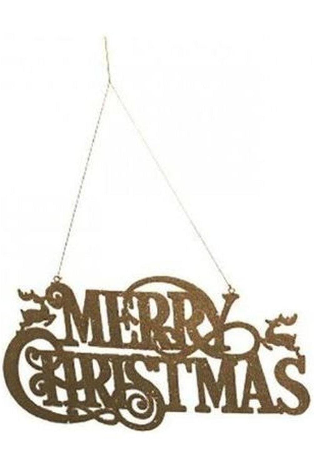 16" Metal Merry Christmas Hanger: Gold