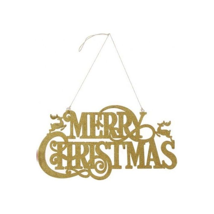 Shop For 16" Metal Merry Christmas Hanger: Gold at Michelle's aDOORable Creations