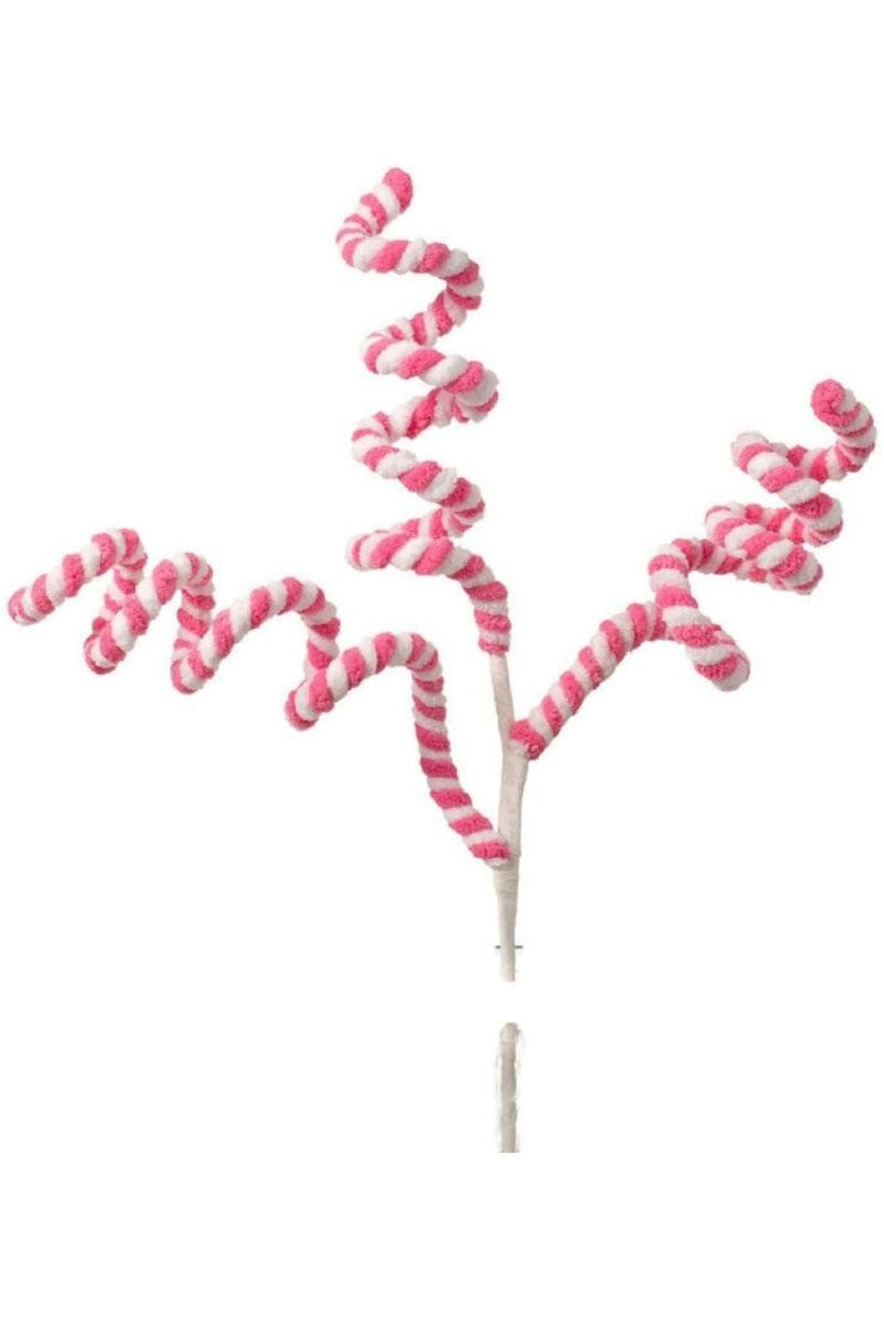 Shop For 16" Peppermint Curly Chenille Pick: Pink & White at Michelle's aDOORable Creations