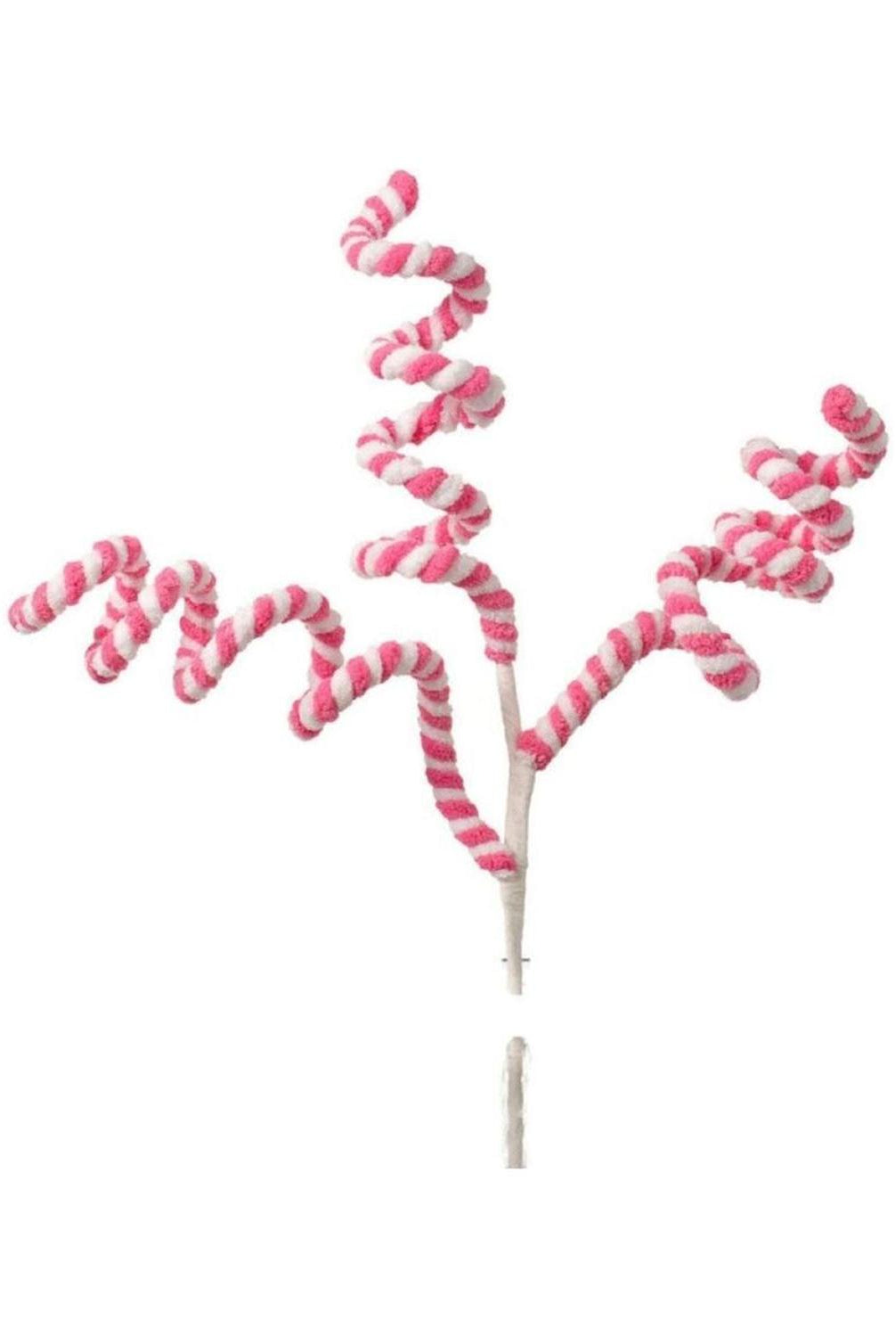 Shop For 16" Peppermint Curly Chenille Pick: Pink & White at Michelle's aDOORable Creations