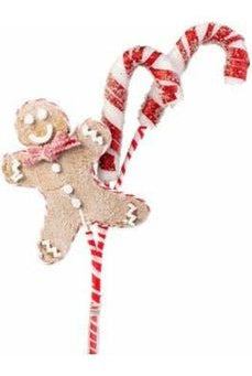 16" Peppermint Gingerbread Candy Cane Spray - Michelle's aDOORable Creations - Sprays and Picks