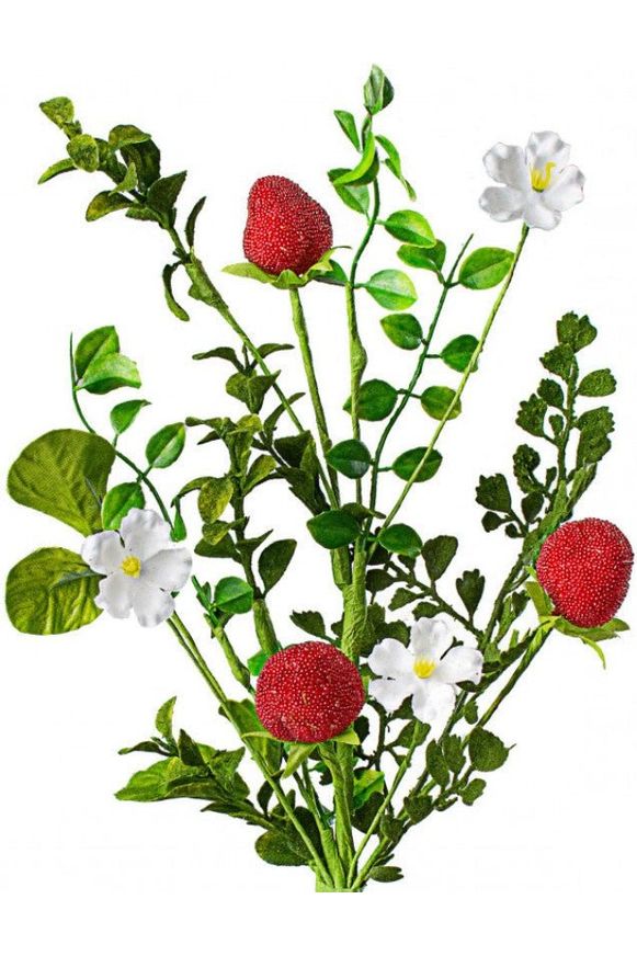 16" Strawberry & Fern Pick - Michelle's aDOORable Creations - Sprays and Picks
