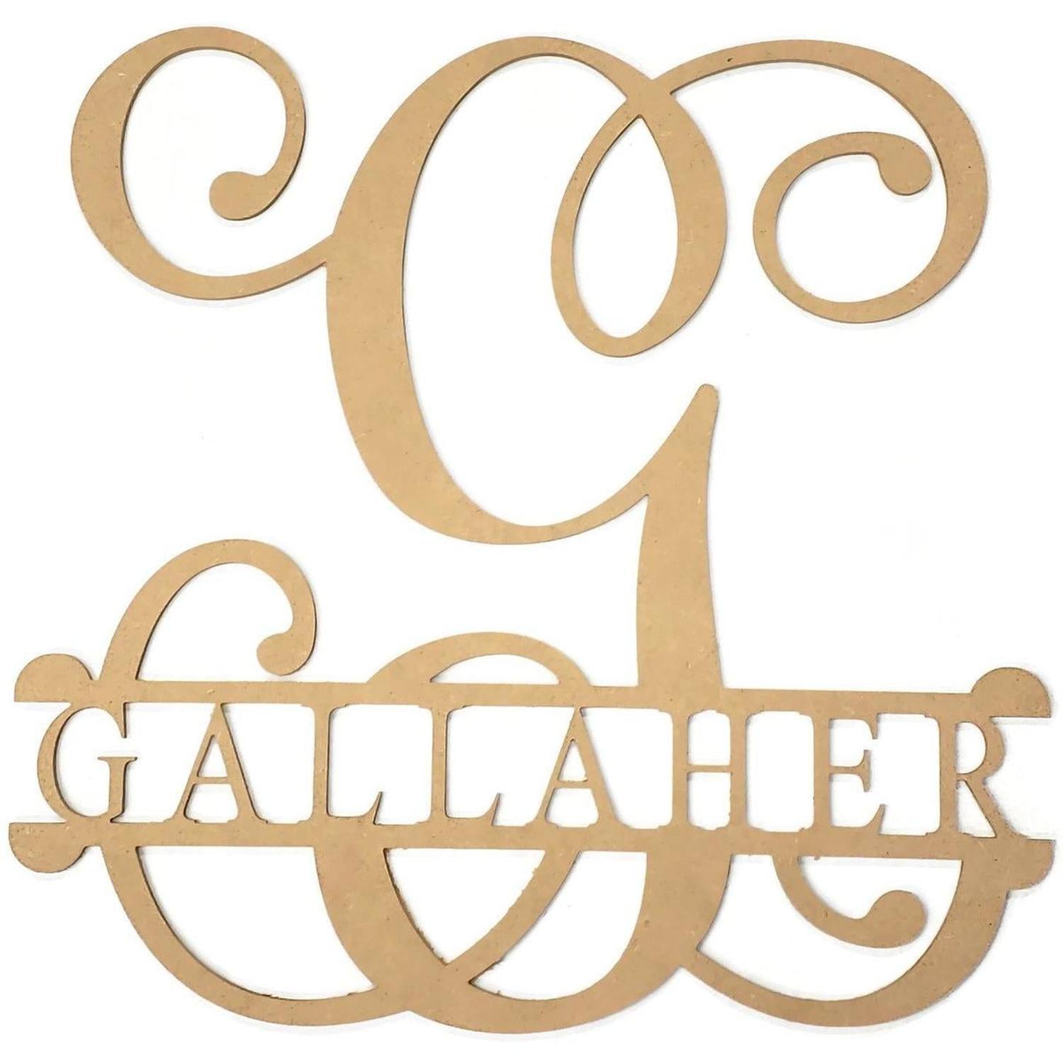 Shop For 16" Unpainted MDF Vine Monogram Split Letter at Michelle's aDOORable Creations