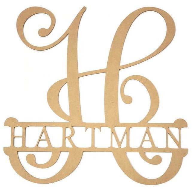 Shop For 16" Unpainted MDF Vine Monogram Split Letter at Michelle's aDOORable Creations