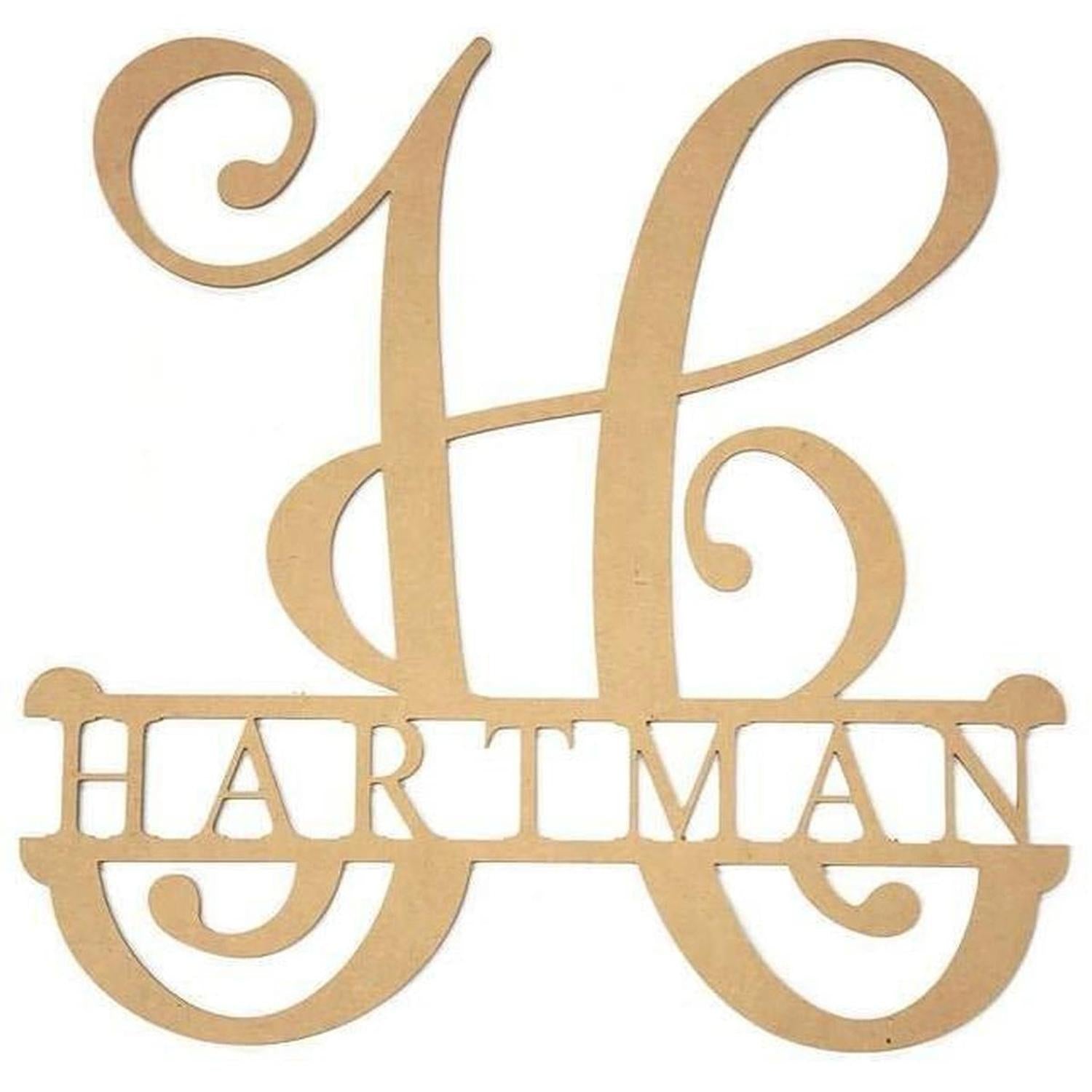 Shop For 16" Unpainted MDF Vine Monogram Split Letter at Michelle's aDOORable Creations