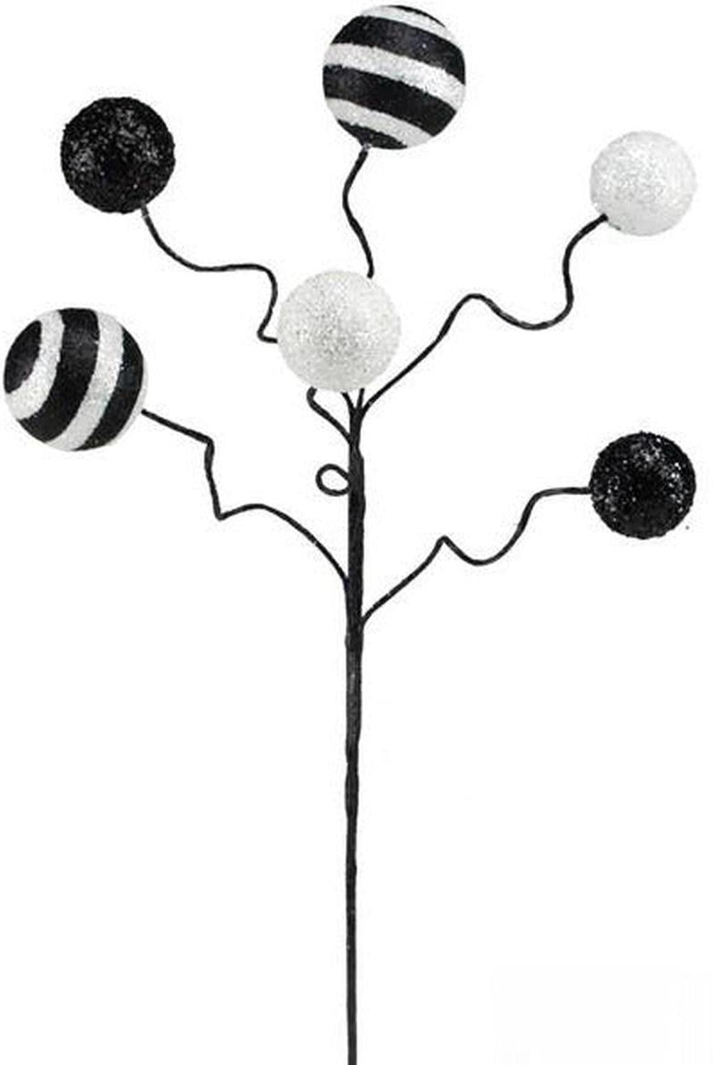 17" Glitter Ball Pick: Black & White