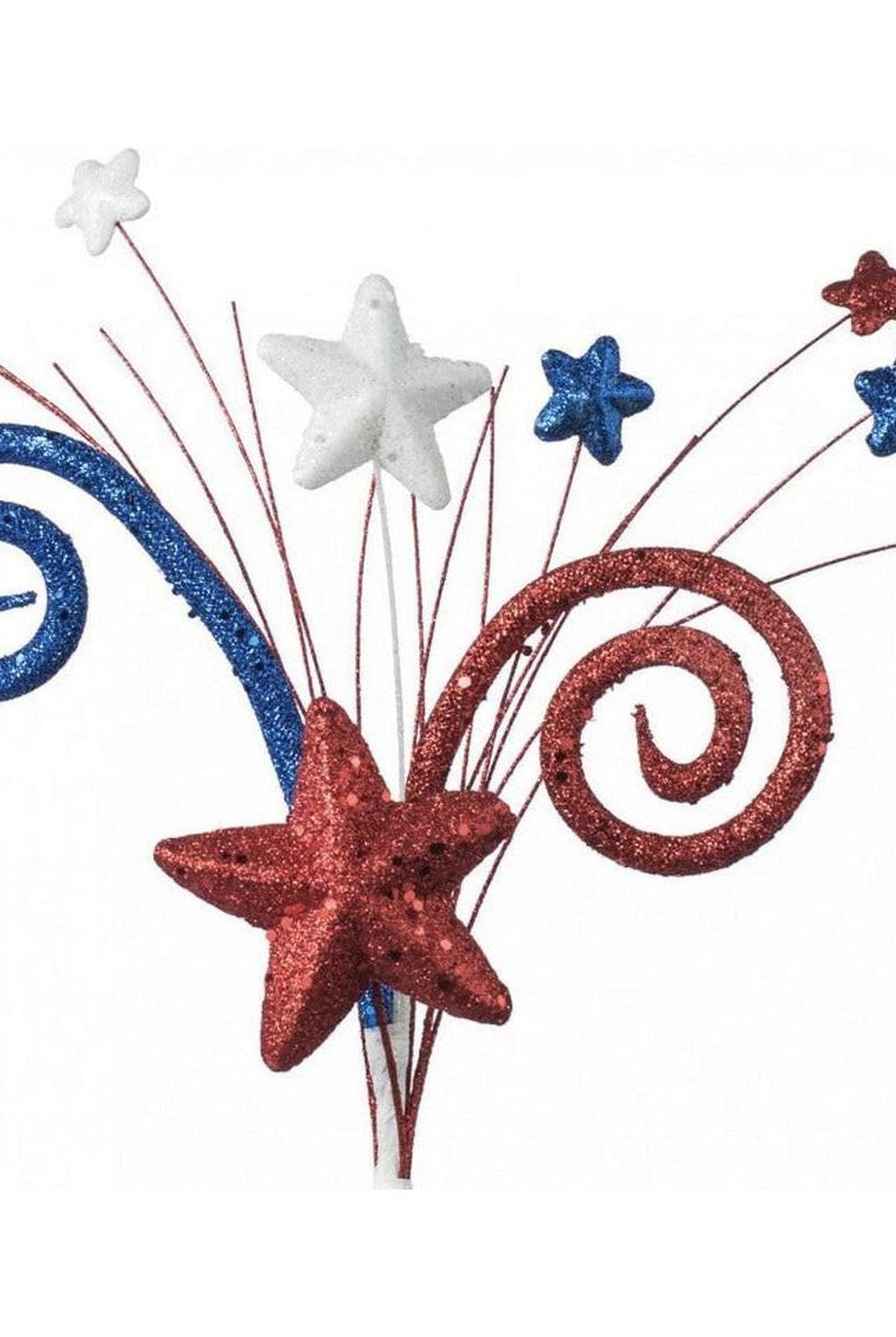 18" Glitter Spiral Star Pick: Red, White and Blue
