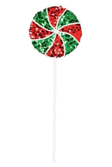18.25" Sequin Peppermint Lollipop: Red/Green - Michelle's aDOORable Creations - Sprays and Picks